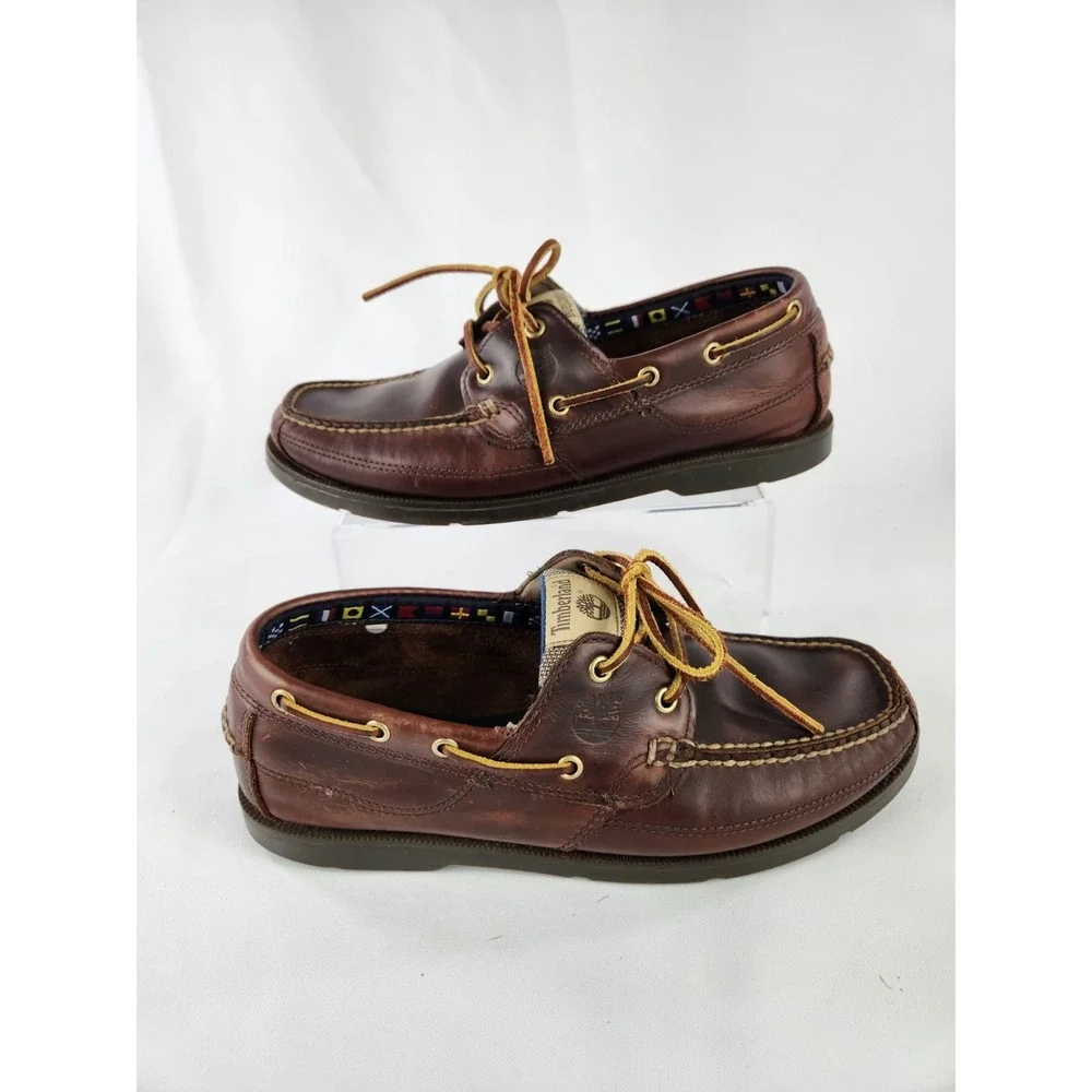 TIMBERLANDS Earth Keepers Heritage 2 Eye Boat Shoes Mens 9.5 Wide Leather Loafer